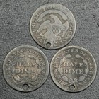 Lot Of 3x Holed Silver Half Dimes  1829 Capped Bust  1853 Arrows Seated    1857