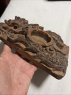 Chinese Late Qing Dynasty Wooden Calligraphy Ink Well Carved Wood Dragon