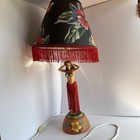 Vintage Hula Girl Tiki Lamp And Original Shade Included  Tested And Works 