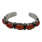 Vintage Native American Southwestern Sterling Silver Red Coral Cuff Bracelet