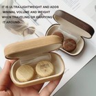 Caruncoo Wood Grain Contact Lens Case Portable Mirror Box 4 Piece Set