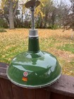 Vintage Appleton 18  Green Porcelain Industrial Barn Gas Station Light W cage