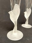2 Sasaki Crystal Glass   Frosted Wings Bird Champagne Toasting Flutes Pair Mint