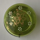 Antique French Floral Green Glass   Brass Trinket Box  1 5 8    T X 2    W  Unmarked