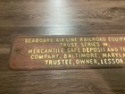 Vintage Seaboard Railroad Equipment Trust Plate Baltimore Maryland 5   x19 Sign