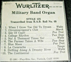 Wurlitzer Military Band Organ Rolls 125  Order Rolls You Wish  Fun Titles
