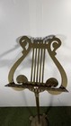 Vintage Brass Sheet Music Stand Ornate Adjustable Lyre Harp Shape Footed