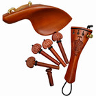 Carved 4 4 Violin Accessories Parts Set Tailpiece chinrest pegs  Endpin