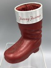 1940s Red Santa Boot Christmas Fanny Farmer Box Wax Candy Container Vintage