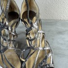 Jimmy Choo Gladiator Caged High Heels Womens Eu 38 Metallic Silver Dazzler Shoes