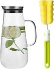 50oz 1500ml Glass Pitcher With Handle And Stainless Steel Silicone Filter Lid
