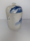 Chinese Vintage Blue And White Tea Jar With Double Lid And Handle