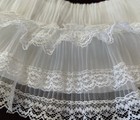 Vintage Handmade Collar 4 w Knife Pleat Chiffon lace 4 Tiers Ivory 22  Neck Edge