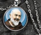 Silver Father Saint Padre Pio Chain Necklace Pendant Medal Stigmata Rosary Sale