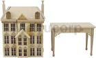 Miniature 1 144 Scale House Wood Unpainted On 1 12 Th Table