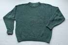 Vtg  made In Usa  L L Bean Green blue Cotton Pull-over Sweater   Mens L    