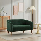 Modern Loveseat Couch Sofa Corduroy Upholstered 2-seat Sofa W wood Walnut Legs