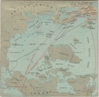 Japan Rare World Rout Map Of Japan Air Lines Showing Air Routs 1960s
