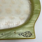 Vintage Gold Pearlized Scroll Celluloid   Embroided Flowers Vanity Tray