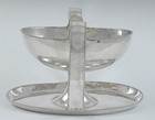 Antique C1900 European Silver Double Handle Gravy Sauce Boat W  Underplate