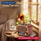 Retro Portable Am fm sw Radio With Bluetooth - Turntable-styled Wooden Design  U