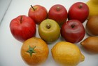 Wooden Plastic Faux Fake Artificial Fruit 13 Pcs Apples Pears Lemons Orange