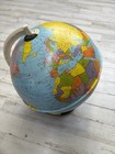 Vintage Ohio Art Co Tin Metal World Globe With Zodiac Symbols On Base  1960 s