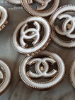 Lot Of 10 23 Mm Designer Stamped Chanel Button Gold Tone 