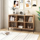6 Cube Storage Organizer Bookcase  3-tier Wood Open Bookshelf With Metal Legs   