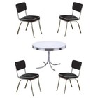Home Square Retro Round Dining Table Set With 2 Chairs In Chrome