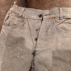 Vintage 1940s French Workwear Herringbone Pants - Button Fly Thrashed Distressed
