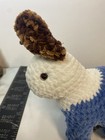 Handmade Crochet Rabbit Plush Stuffed Animal White Blue Brown Teddy Bear Animal