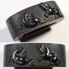 Japan Antique Edo Era Horse Signed By Nagoya Sstokiyo Fuchi Kashira Shakudo Box