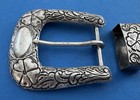 Vtg Antique Western Signed Lapalestina Sterling Silver Ranger Belt Buckle Set