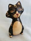 Vintage Folk Art Cat Figure Sleeping Hand Carved Wood 6 In 