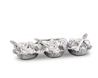 Arthur Court Designs Aluminum 3 Bowl Grape Condiment Server With Serving Spoo   