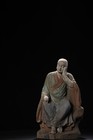 China Antique Old Wood Carving Painted Meditation Buddha Statue Wooden Sculpture
