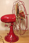 Antique Robbins Meyers 16  Brass Bladed Red Fan - Runs But Oscillator Broken