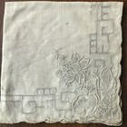 Vtg Embroidered Handkerchief Lot Set 14 Floral Lace Delicate Napkins White Cream