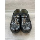 Dansko Xp 2 0 Women s Silver Black Paisley Patent Leather Clogs Professional