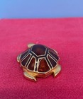Vintage Estee Lauder Amber Enamel Turtle Cinnabar Solid Perfume Compact