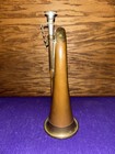 Vtg civil War Bugler Solid Brass copper Military Cavalry Marked 