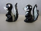 Miniature Skunk Figurines Set Of  3  Vintage Glossy Finish