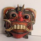 Balinese Bali Vintage Rangda 6   Wooden Mask Hand Carved Wall Decor Hanging Wood