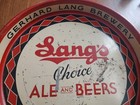 Rare Variation 1935   1942 Lang   s Beer Advertising Tray Choice Ale   Beers Gerhard