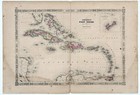 1864  West Indies  - Cuba - Bahamas - Jamaica  Map Original   21x15  Johnson