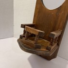 Mcm Wood Framed Mirror With Wood Railed Shelf  Wall Decor Vintage