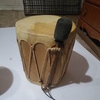   vintage  Native American hand Made two Sided Drum  Natural Hide  home Decor   