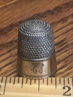 Antique Simons Bros Sterling Silver W gold Band Thimble Size 9 No Holes Mono Cs