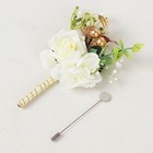 White 2 Silk Rose 5  Boutonnieres With Pin Artificial Flowers Wedding Party Home